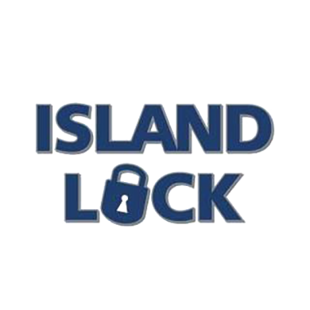Island lock logo in blue