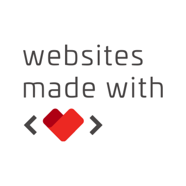 Websites Made With Love logo black and red with heart icon