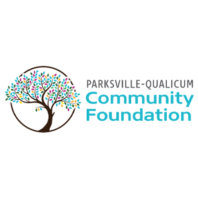 Parksville Qualicum Community Foundation logo with blue tree blue text