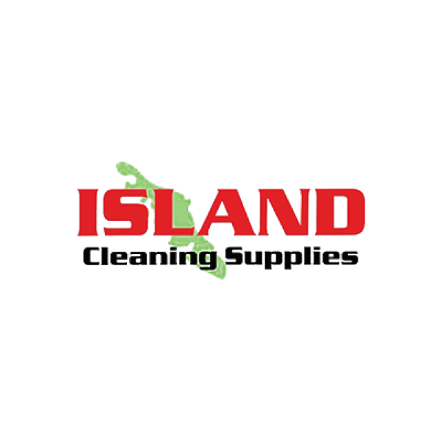 Island Cleaning Supplies logo green, red and black