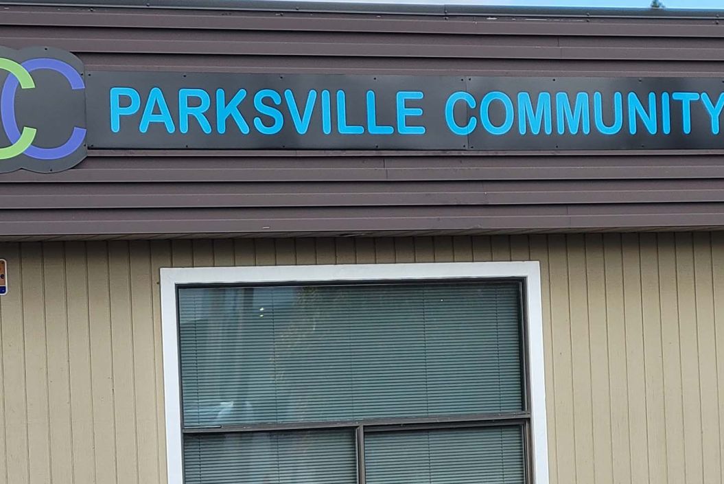 Parksville community centre signage outside building