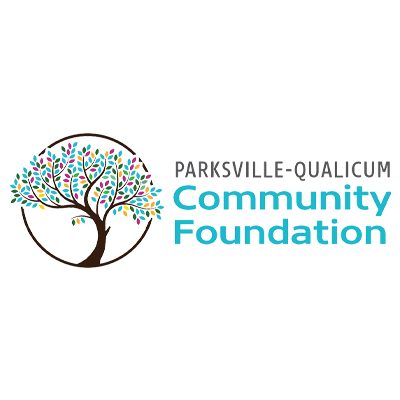 Parksville Qualicum Community Foundation logo with blue tree blue text
